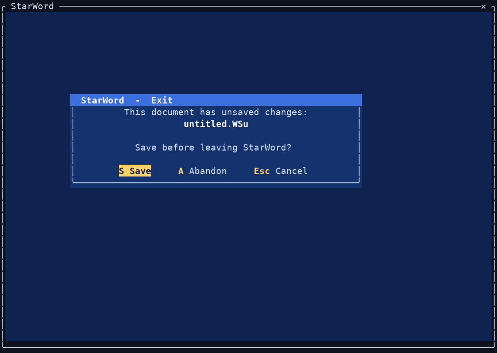 StarWord unsaved-changes confirmation dialog